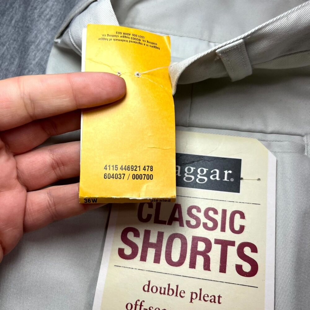 NWT HAGGAR Classic Cargo Shorts Double Pleat Beige Khaki 100% Cotton Size 36W - Picture 8 of 11